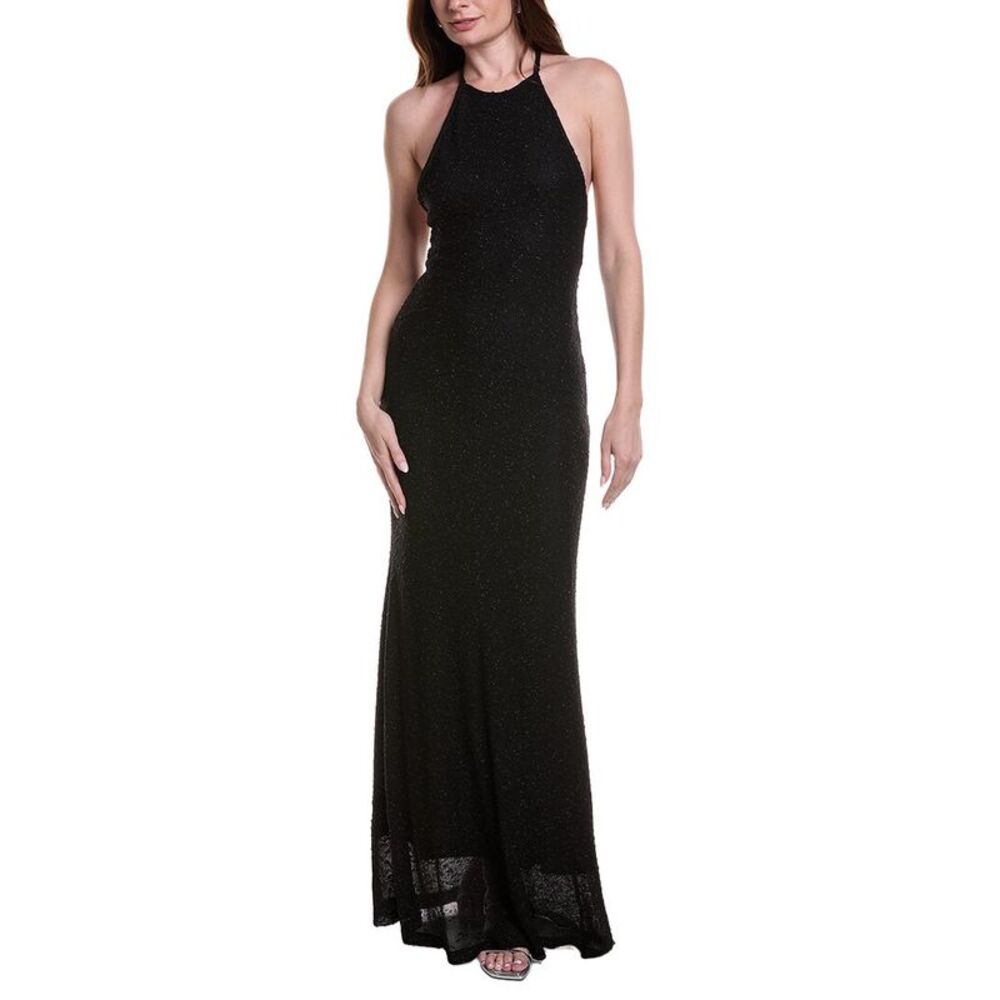 Christopher Esber Womens  Imber Metallic Halter Dress, Black